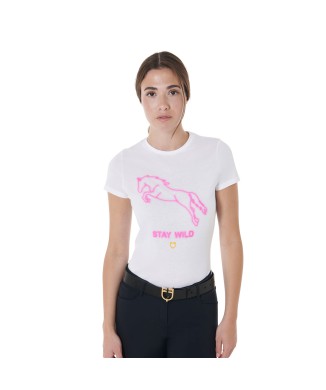 SLIM FIT DAMEN-T-SHIRT MIT STAY WILD-PRINT