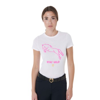 SLIM FIT DAMEN-T-SHIRT MIT STAY WILD-PRINT