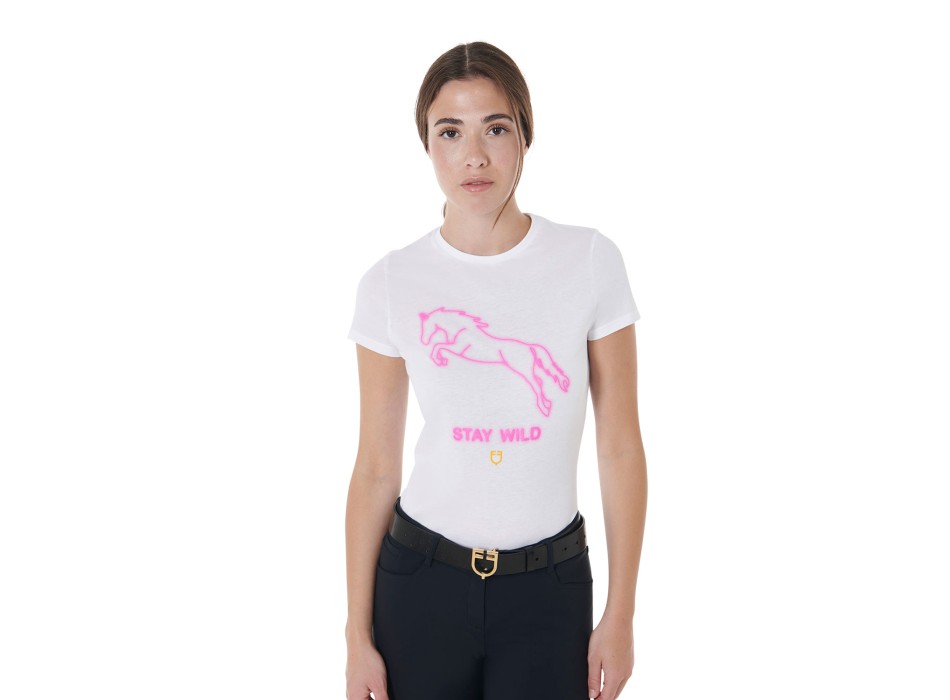 SLIM FIT DAMEN-T-SHIRT MIT STAY WILD-PRINT