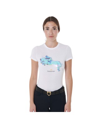 SLIM FIT DAMEN-T-SHIRT MIT JUMP-PRINT