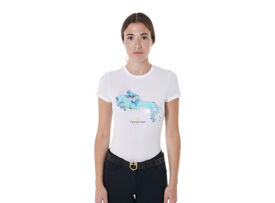 SLIM FIT DAMEN-T-SHIRT MIT JUMP-PRINT