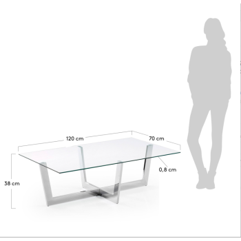 Plam Couchtisch 120 x 70 cm Rauchgraues schwarzes Glas