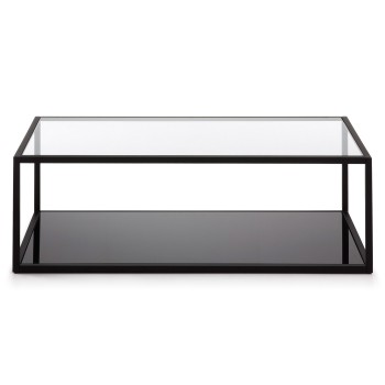 Tavolino rettangolare Blackhill 110 x 60 cm nerollo vetro nero trasparente