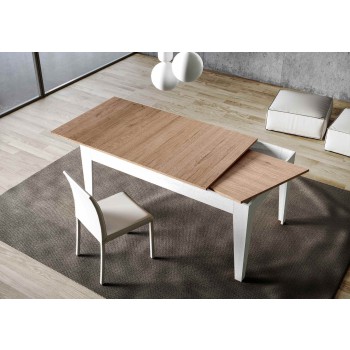 Cico Tisch – Ausziehbarer Tisch 90 x 160/220 cm. Cico Mix gespachtelte weiße Platte – gespachtelte anthrazitfarbene Basis