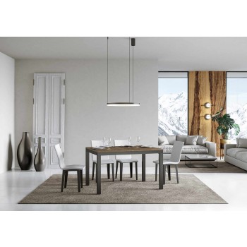 Everyday Evolution Tisch – Ausziehbarer Tisch 90 x 120/380 cm. Everyday Evolution White Ash Anthrazit Gestell