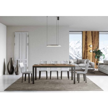 Everyday Evolution Tisch – Ausziehbarer Tisch 90 x 180/284 cm. Everyday Evolution White Ash Anthrazit Gestell