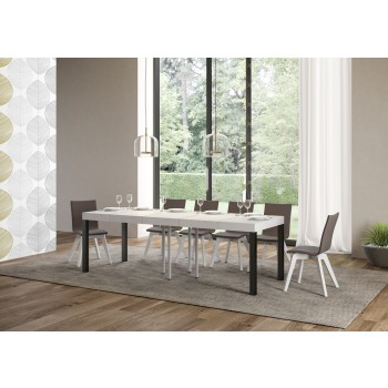 Everyday Premium Table - Ausziehbarer Tisch 90x90/246 cm Everyday Premium White Ash Anthrazit Gestell