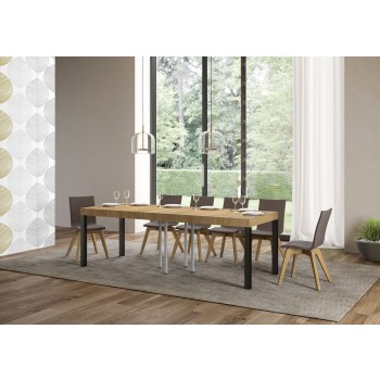 Everyday Premium Table - Ausziehbarer Tisch 90x90/246 cm Everyday Premium White Ash Anthrazit Gestell