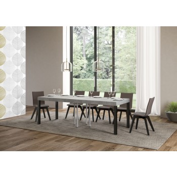 Everyday Premium Table - Ausziehbarer Tisch 90x90/246 cm Everyday Premium White Ash Anthrazit Gestell