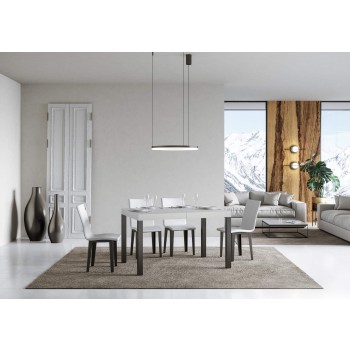 Everyday Table – Ausziehbarer Tisch 90 x 120/224 cm. Everyday-Gestell aus weißer Esche und Anthrazit