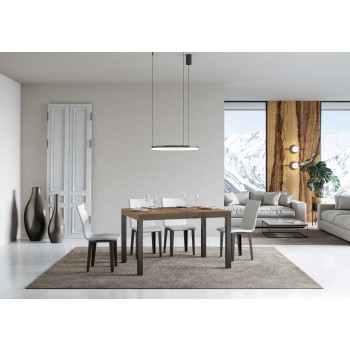 Everyday Table – Ausziehbarer Tisch 90 x 120/224 cm. Everyday-Gestell aus weißer Esche und Anthrazit