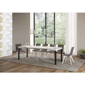 Everyday Table – Ausziehbarer Tisch 90 x 90/246 cm, Gestell „Everyday White Ash Anthrazit“.