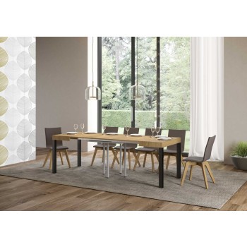 Everyday Table – Ausziehbarer Tisch 90 x 90/246 cm, Gestell „Everyday White Ash Anthrazit“.