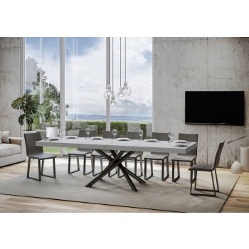 Famas Premium Table - Ausziehbarer Tisch 90x180/284 cm Famas Premium White Ash Anthrazit Gestell