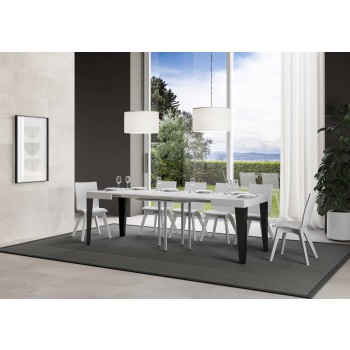 Flame Anthrazit Tisch - Ausziehbarer Tisch 90x90/246 cm Flame White Ash Anthrazit Gestell