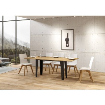 Flame Double Table - Klapptisch 120/200x45/90 cm Flame Double Oak Nature Anthrazitrahmen