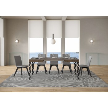 Karamay Anthrazit Tisch - Ausziehbarer Tisch 80x120/204 cm Karamay White Ash Anthrazit Gestell