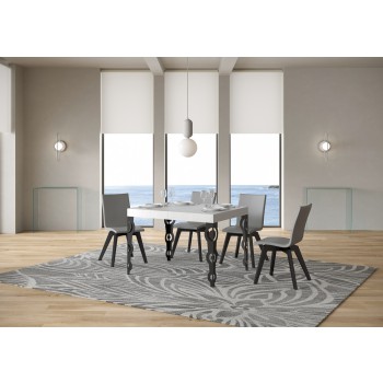 Karamay Anthrazit Tisch - Ausziehbarer Tisch 80x120/204 cm Karamay White Ash Anthrazit Gestell