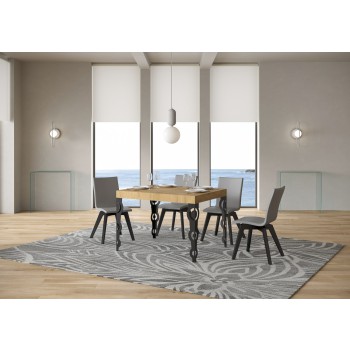 Karamay Anthrazit Tisch - Ausziehbarer Tisch 80x120/204 cm Karamay White Ash Anthrazit Gestell