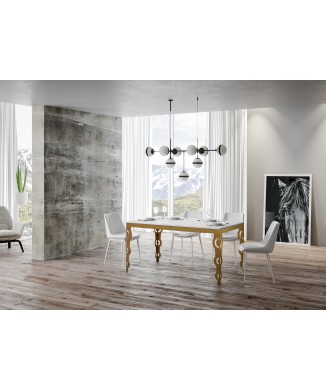 Karamay Evolution Gold Tisch - Ausziehbarer Tisch 90x120/380 cm Karamay Evolution White Ash Gold Rahmen