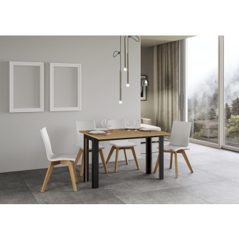 Linea Double Table - Klapptisch 120/200x45/90 cm Linea Double Eiche Natur Anthrazit Gestell