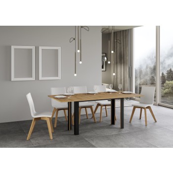 Linea Double Table - Klapptisch 120/200x45/90 cm Linea Double Eiche Natur Anthrazit Gestell