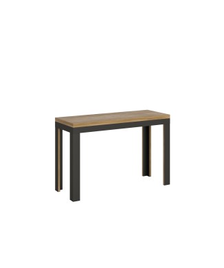 Linea Double Table - Klapptisch 120/200x45/90 cm Linea Double Eiche Natur Anthrazit Gestell