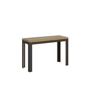 Linea Double Table - Klapptisch 120/200x45/90 cm Linea Double Eiche Natur Anthrazit Gestell