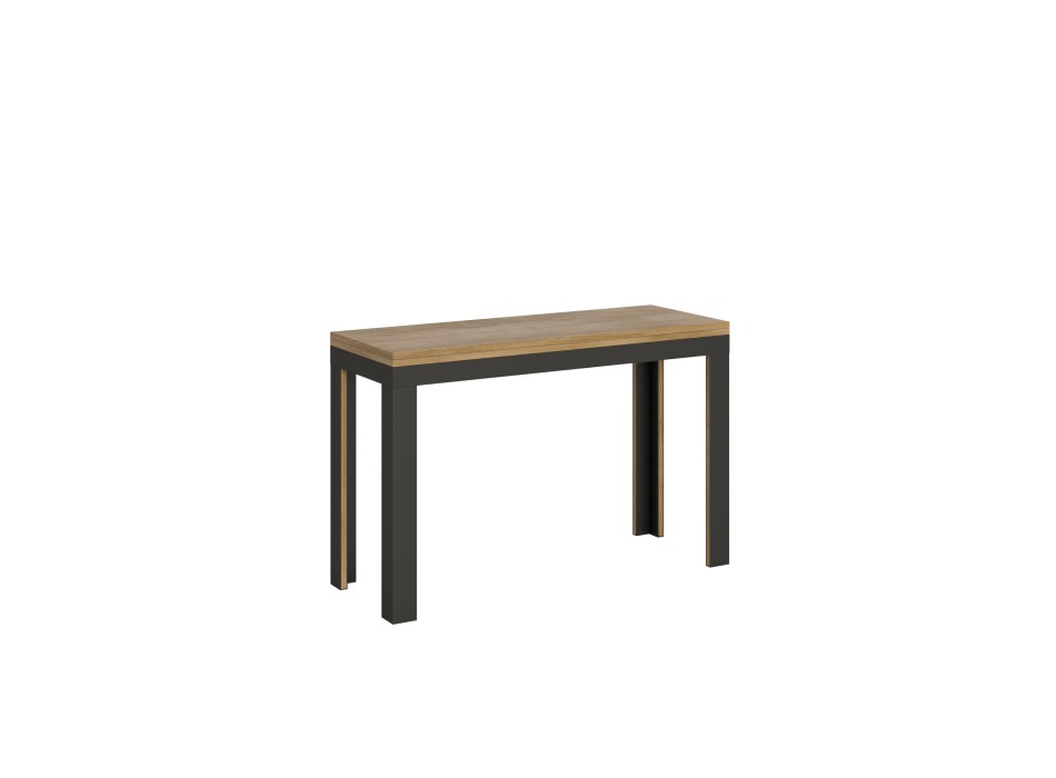 Linea Double Table - Klapptisch 120/200x45/90 cm Linea Double Eiche Natur Anthrazit Gestell