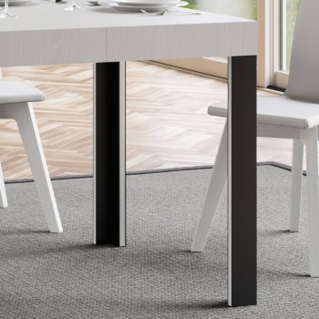 Linea Tisch – Ausziehbarer Tisch 70 x 110/194 cm, Gestell Linea Weiß Esche Anthrazit