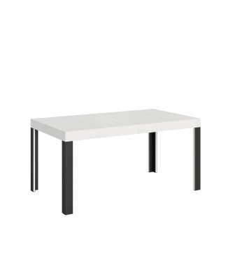 Linea Tisch – Ausziehbarer Tisch 90 x 160/264 cm, Gestell Linea Weiß Esche Anthrazit