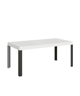 Linea Tisch – Ausziehbarer Tisch 90 x 180/284 cm, Gestell Linea Weiß Esche Anthrazit