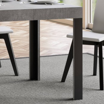 Linea Tisch – Ausziehbarer Tisch 90 x 90/246 cm, Gestell Linea Weiß Esche Anthrazit