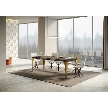 Paxon Gold Table - Ausziehbarer Tisch 90x130/234 cm Paxon White Ash Gold Rahmen