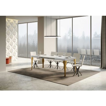 Paxon Gold Table - Ausziehbarer Tisch 90x130/390 cm Paxon White Ash Gold Rahmen