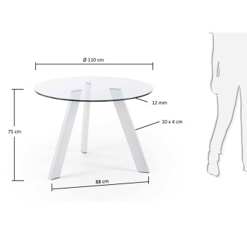 Runder Carib-Tisch aus Glas und Assoluto Vetro-Stahlbeinen