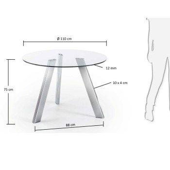 Runder Carib-Tisch aus Glas und transparenten Stahlbeinen