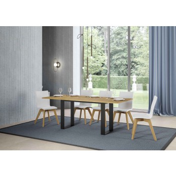 Tecno Double Table - Klapptisch 120/200x45/90 cm Gestell Tecno Double Oak Nature Anthrazit