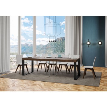 Tecno Premium Tisch - Ausziehbarer Tisch 90x90/246 cm Tecno Premium Esche weiß