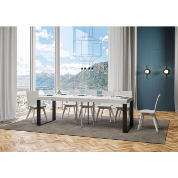 Tecno Premium Tisch - Ausziehbarer Tisch 90x90/246 cm Tecno Premium Esche weiß