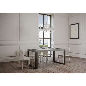 Tecno Tisch - Ausziehbarer Tisch 90x130/390 cm Tecno White Ash Anthrazit Gestell