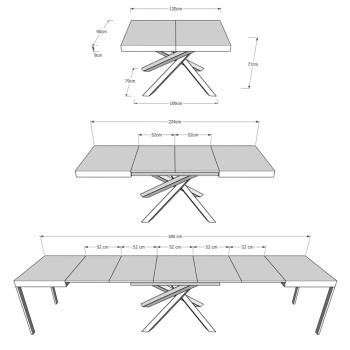 Volantis Evolution Tisch Anthrazit Gestell - Ausziehbarer Tisch 90x120/380 cm Volantis Evolution Weiß Esche Anthrazit Gestell