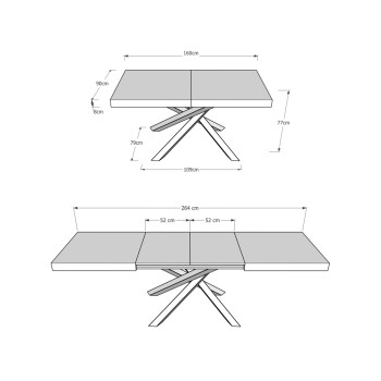 Volantis Evolution Tisch Anthrazit-Gestell - Ausziehbarer Tisch 90x160/264 cm Volantis Evolution White Ash Anthrazit-Gestell