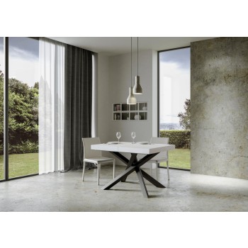 Volantis Premium Tisch Anthrazit Gestell - Ausziehbarer Tisch 90x140/244 cm Volantis Premium Weiß Esche Anthrazit Gestell