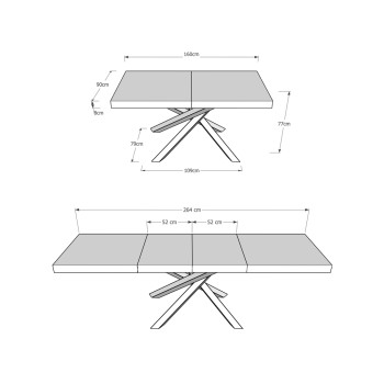 Volantis Premium Tisch Anthrazit Gestell - Ausziehbarer Tisch 90x160/264 cm Volantis Premium Weiß Esche Anthrazit Gestell