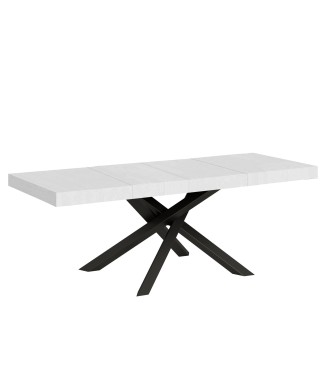 Volantis Premium Tisch Anthrazit Gestell - Ausziehbarer Tisch 90x160/264 cm Volantis Premium Weiß Esche Anthrazit Gestell