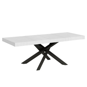 Volantis Premium Tisch Anthrazit Gestell - Ausziehbarer Tisch 90x160/264 cm Volantis Premium Weiß Esche Anthrazit Gestell