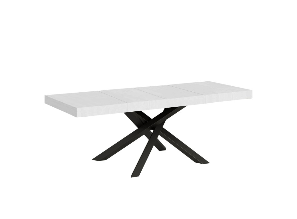 Volantis Premium Tisch Anthrazit Gestell - Ausziehbarer Tisch 90x160/264 cm Volantis Premium Weiß Esche Anthrazit Gestell