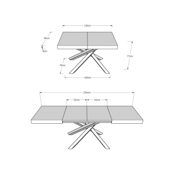 Volantis Tisch Anthrazit-Gestell - Ausziehbarer Tisch 90x130/234 cm Volantis White Ash Anthrazit-Gestell