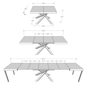 Volantis Tisch Anthrazit-Gestell - Ausziehbarer Tisch 90x130/390 cm Volantis White Ash Anthrazit-Gestell